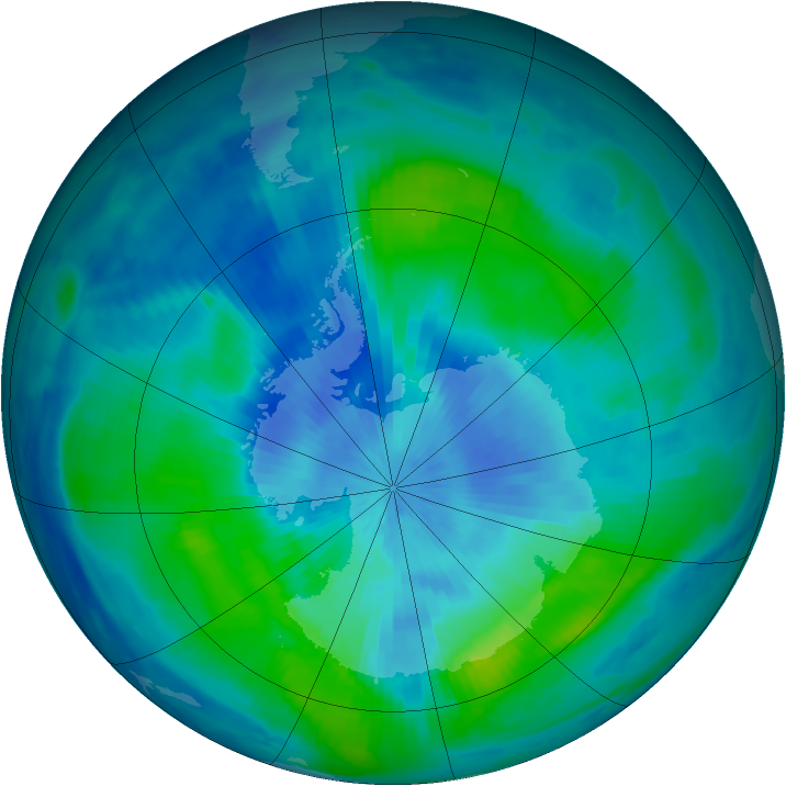 Antarctic ozone map for 12 March 1997